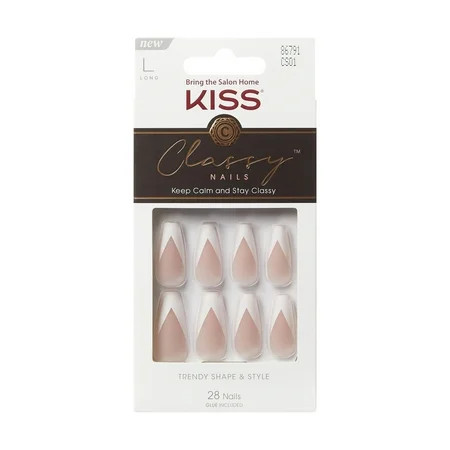 KISS Classy Nails Press on Nails You re Gorgeous White Long Coffin 28 Count | Walmart (US)