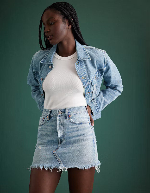 AE77 Premium Denim Mini Skirt | American Eagle Outfitters (US & CA)