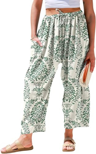 TARSE Womens Linen Wide Leg Pants Casual Loose Drawstring Summer 2026 Beach Travel Vacation Palaz... | Amazon (US)