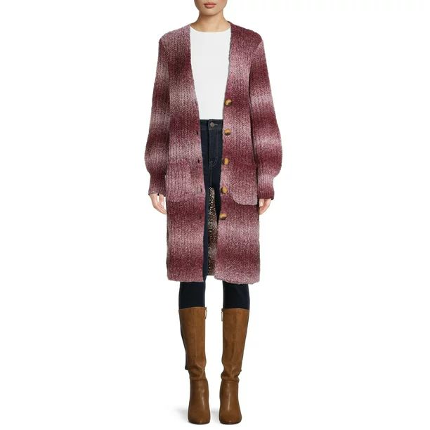 No Boundaries Juniors' Striped Duster Cardigan with Balloon Sleeves - Walmart.com | Walmart (US)