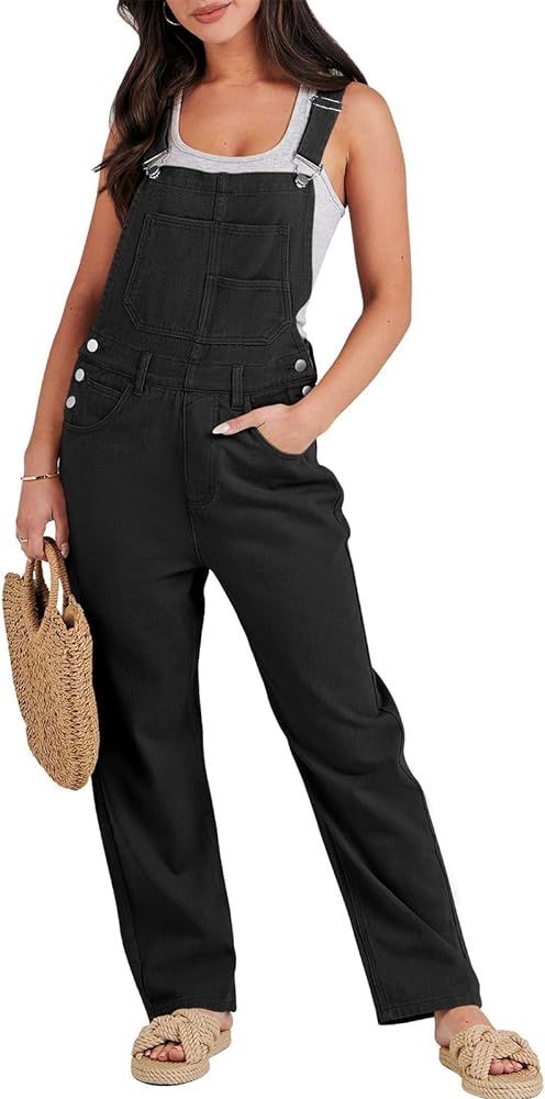 ANRABESS Women's Overalls Casual Loose Fit Adjustable Strap Denim Bib Overall Jeans Pants Jumpsui... | Amazon (US)