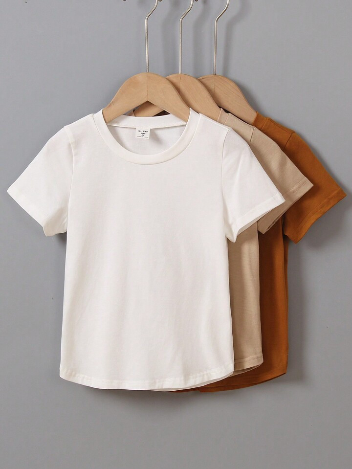 SHEIN Boys' Casual Versatile Solid Color Short Sleeve T-Shirt, Summer | SHEIN