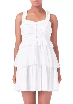 Endless Rose Women's Corset Ruched Tiered Mini, White, Large | Belk