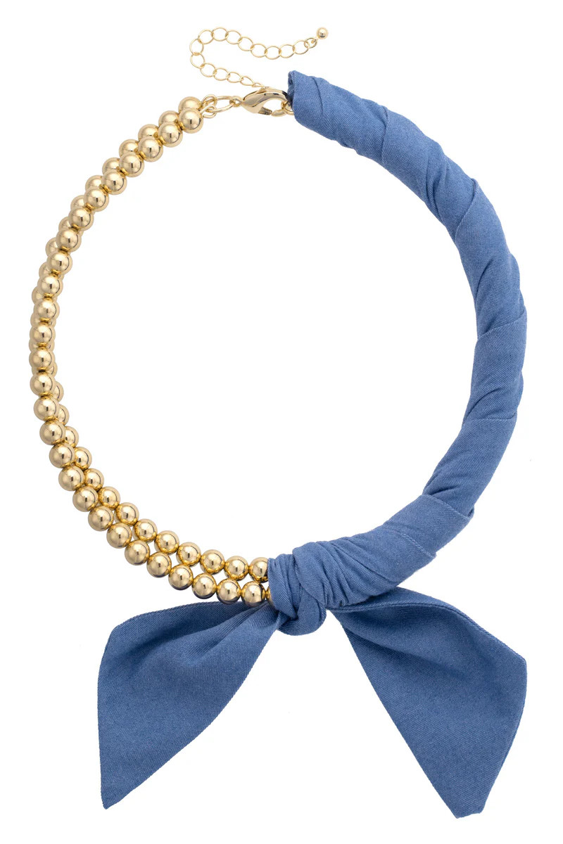 Bianca Denim Ball Bead Scarf Necklace | CANVAS