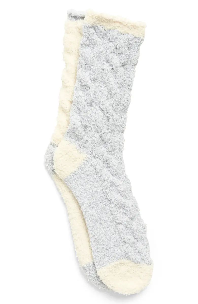 NORDSTROM RACK Butter Cable Knit Crew Socks - Pack of 2 | Nordstromrack | Nordstrom Rack