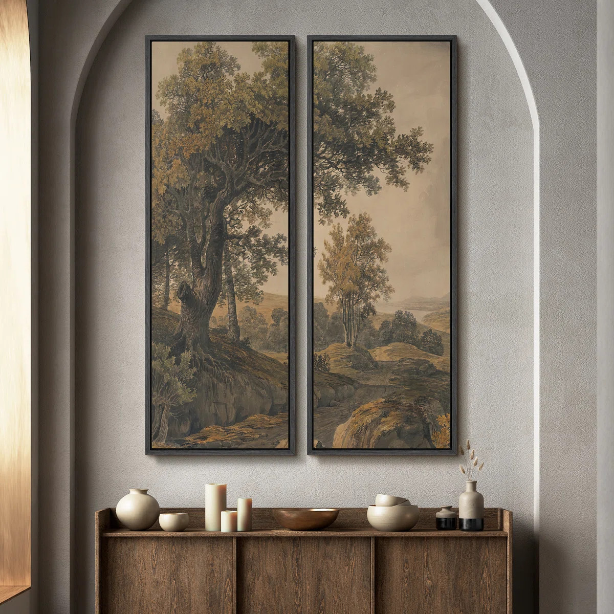 Vintage Landscape Wall Art - 20x60 inches Framed Canvas Set of 2 (Set of 2) | Wayfair North America