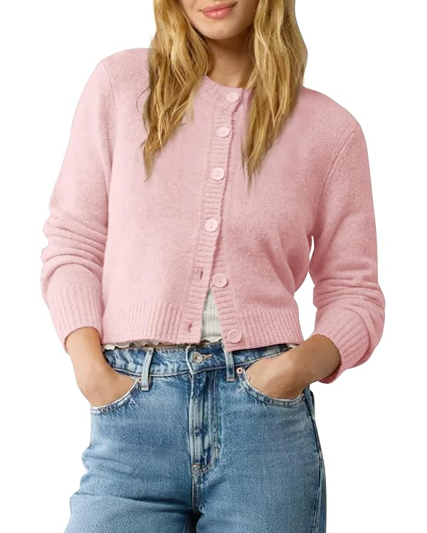 Urban CoCo Women’s Cropped Cardigan Sweater Lightweight Long Sleeve Y2K Fall Spring Jacket Clot... | Amazon (US)
