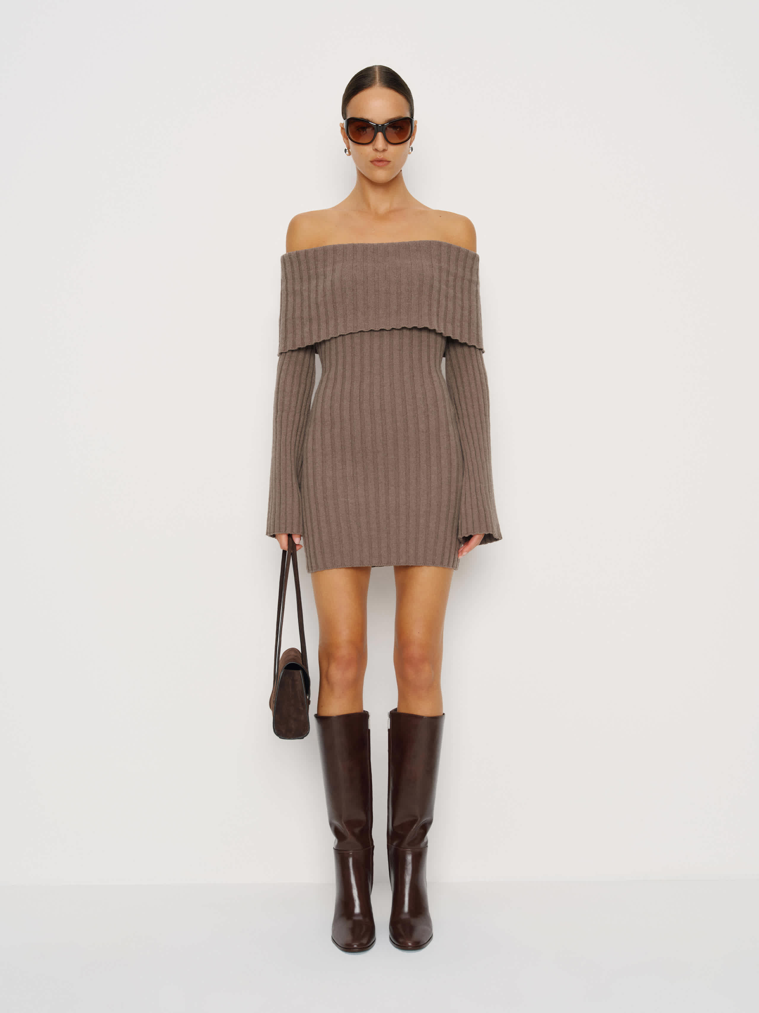 Reformation Lacey Cashmere Blend Sweater Dress Brown Medium | Reformation (Global)
