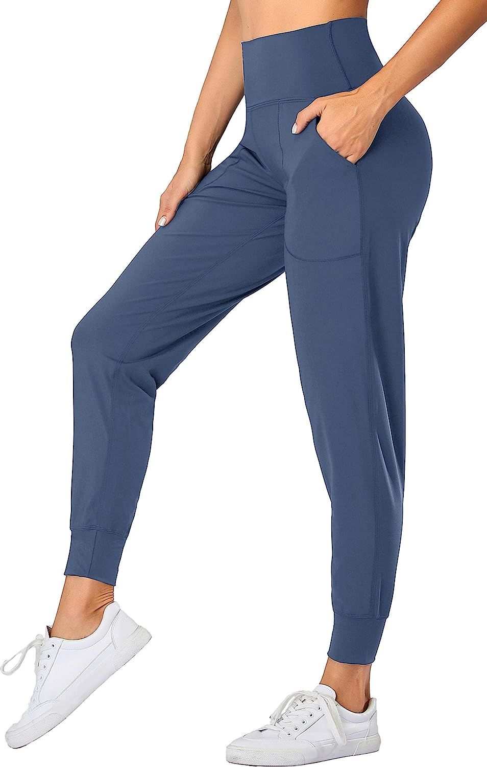 Oalka Women's Joggers High Waist Yoga Pockets Sweatpants Sport Workout Pants | Amazon (US)