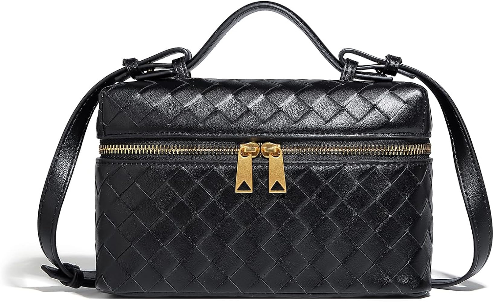 Trendy Woven Crossbody Purse Bag for Women, Cute Shoulder Bag Square Box Bags Mini PU Leather Top... | Amazon (US)