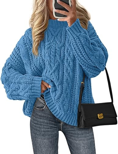 PRETTYGARDEN Women's Oversized Fall Sweaters 2025 Casual Long Sleeve Crewneck Chunky Cable Knit P... | Amazon (US)