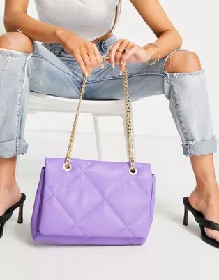 ASOS DESIGN crossbody bag with shoulder strap in purple diamond quilt | ASOS (Global)