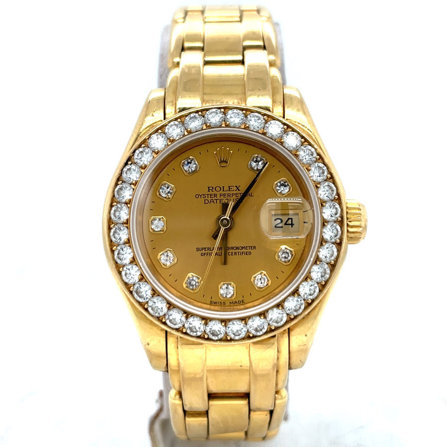 Pre-owned Rolex Lady Datejust Automatic Diamond Champagne Dial Ladies Watch 69298 CDPM | Jomashop.com & JomaDeals.com