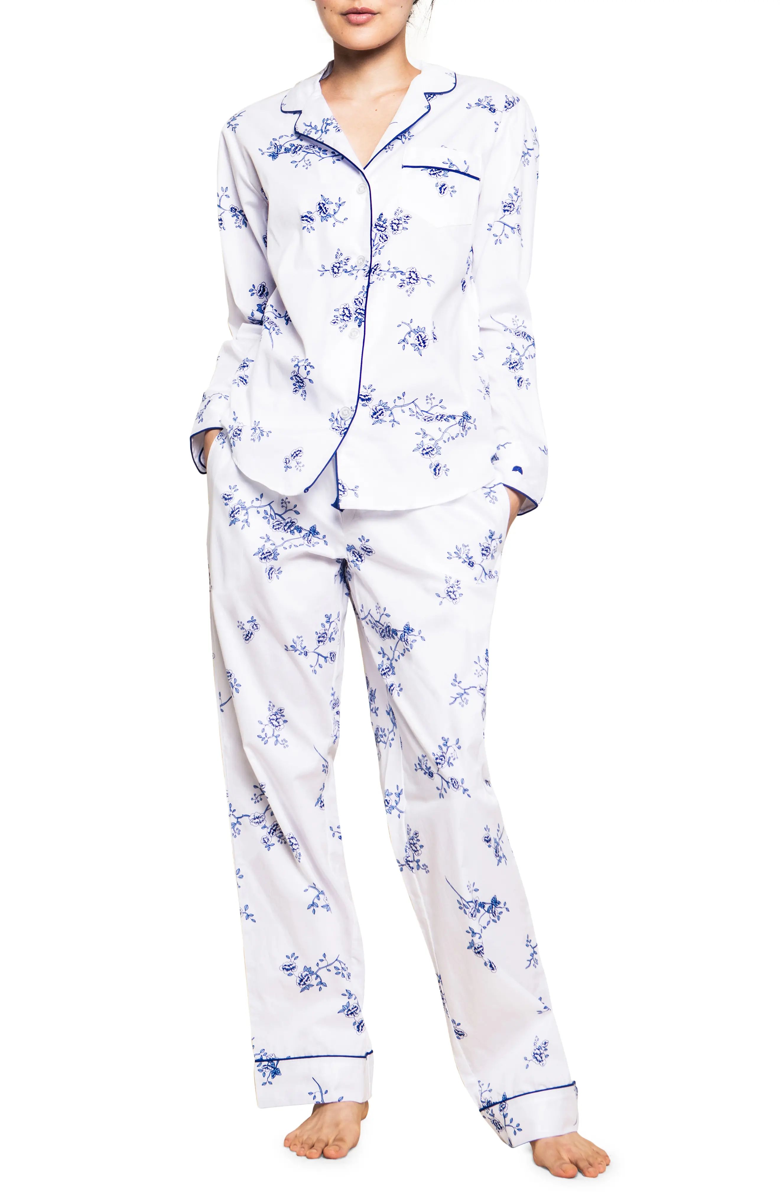 Petite Plume Floral Pajamas, Size Medium in White at Nordstrom | Nordstrom