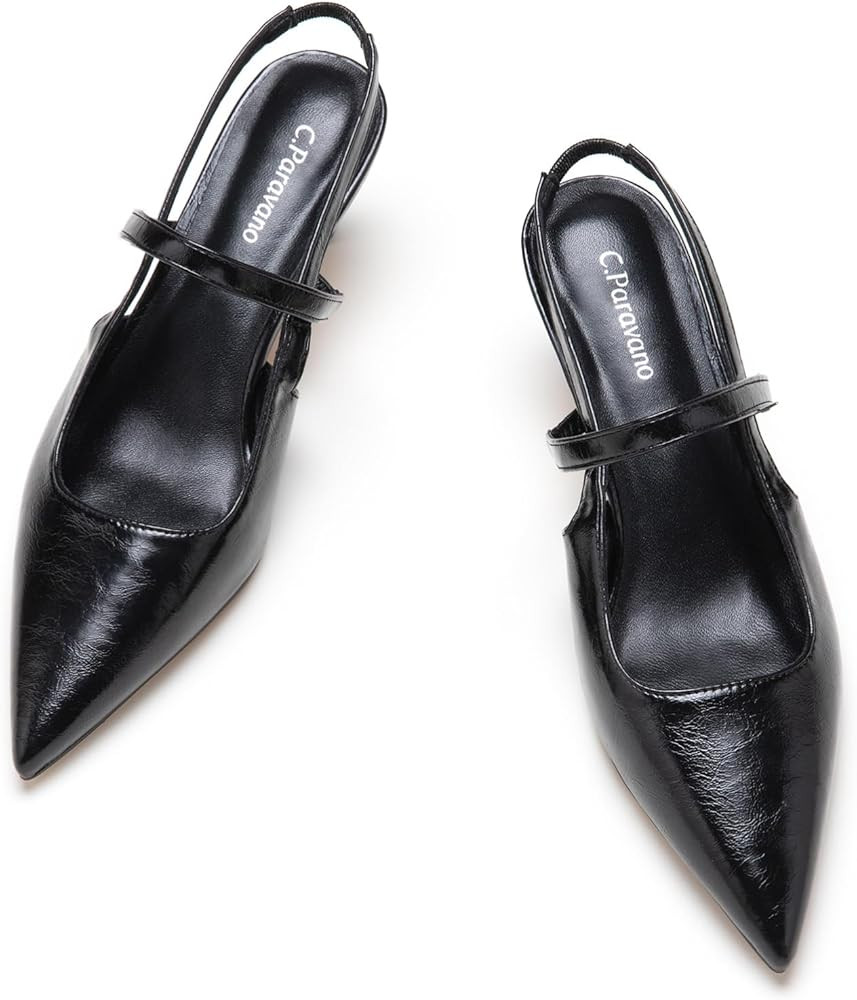 C.Paravano Women's Slingback | Pointed Toe Slingback Flats | Comfortable Slingbacks Pumps | Leath... | Amazon (US)