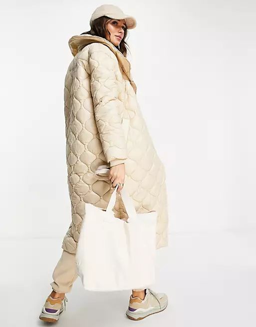 River Island onion quilt padded coat in light yellow | ASOS | ASOS (Global)