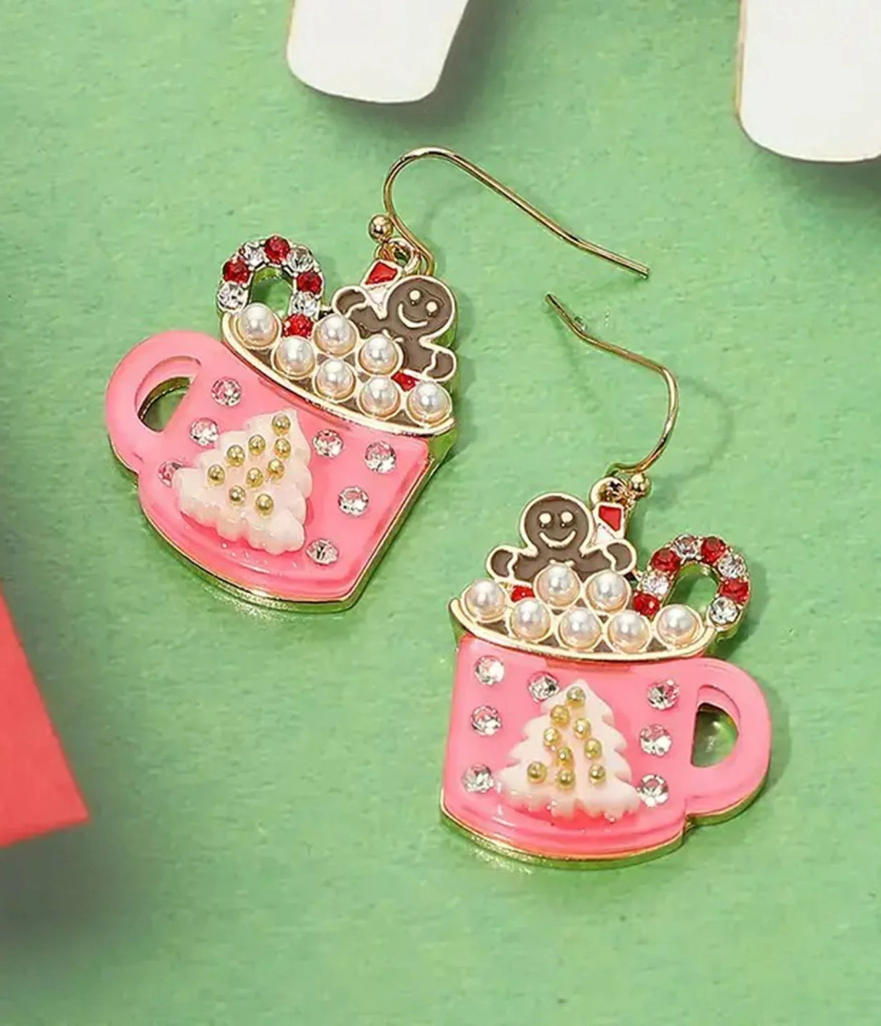 Gingerbread Man Hot Cocoa Earrings | UniqueVintage