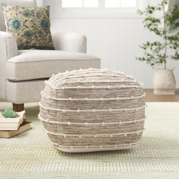 Presley 22" Square Striped Pouf Ottoman | Wayfair North America