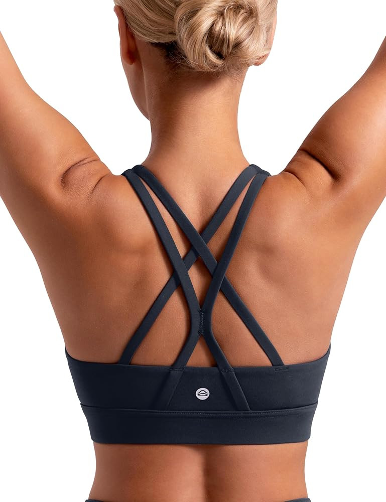 Sports Bras for Women Padded Criss Cross Back Yoga Tank Tops Medium Support Strappy Workout Remov... | Amazon (US)