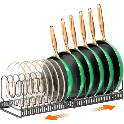 Pots and Pans Organizer, Expandable Lid Kitchen Cabinet Organizer with 14 Adjustable Compartments 14 Dividers-Black 6.85*22.85*7.54 | Target