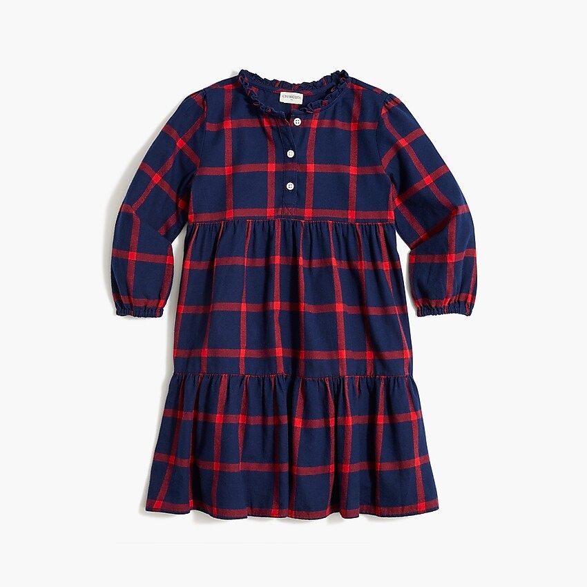 Girls' windowpane flannel dress | J.Crew Factory