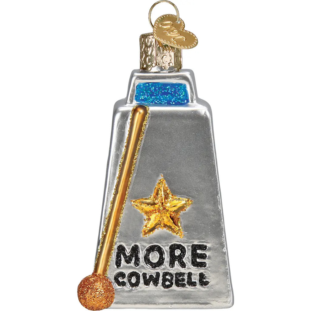 Old World Christmas Cowbell Glass Ornament in Silver/Gold/Black at Nordstrom | Nordstrom