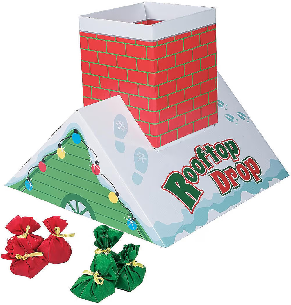 Fun Express Christmas Bean Bag Toss Game for Kids - Holiday Rooftop Chimney Drop Party Game Set w... | Amazon (US)
