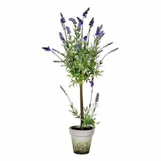 36 in Artificial Lavender in Cement Pot. | The Home Depot