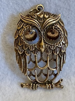 Vintage Owl Pendant Dangle Eyes Gold Tone 2\u201d Unisex | eBay US