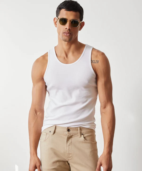 Ribbed Tank Top in White | Todd Snyder