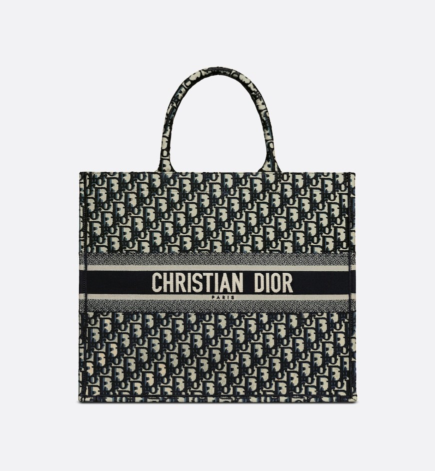 Large Dior Book Tote Blue Dior Oblique Embroidery | DIOR | Dior Beauty (US)