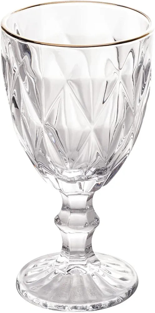 Lyor Diamond Conjunto 6 Taças para Água de Vidro, Transparente/Dourado, 325 ml | Amazon (BR)