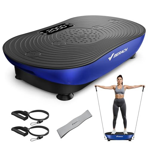 MERACH Vibration Plate Exercise Machine, Vibrating Platform for Lymphatic Drainage Weight Loss Muscle Activation, Full Body Home Exercise Equipment with LED Touch Screen Bluetooth Pull Cord | Amazon (US)