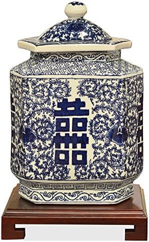 Amazon.com: China Furniture Online Porcelain Tea Jar, Blue and White Double Happiness Motif: Home... | Amazon (US)