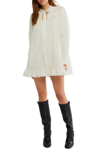 Free People 5 O'Clock Tea Time Long Sleeve Cotton Babydoll Minidress at Nordstrom Rack, Size Large | Nordstrom Rack