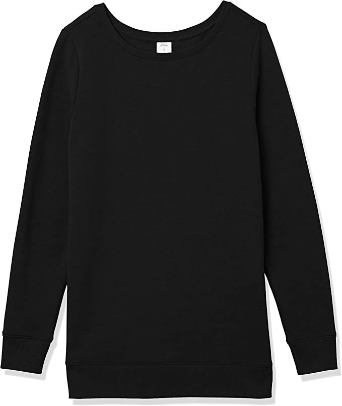 Amazon.com: Amazon Essentials Women's Open-Neck Fleece Tunic Sweatshirt, Black, Medium : Clothing... | Amazon (US)