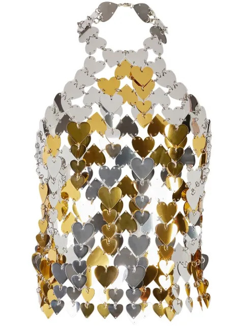 Paco Rabanne heart-paillettes Metallic Halterneck Top - Farfetch | Farfetch Global