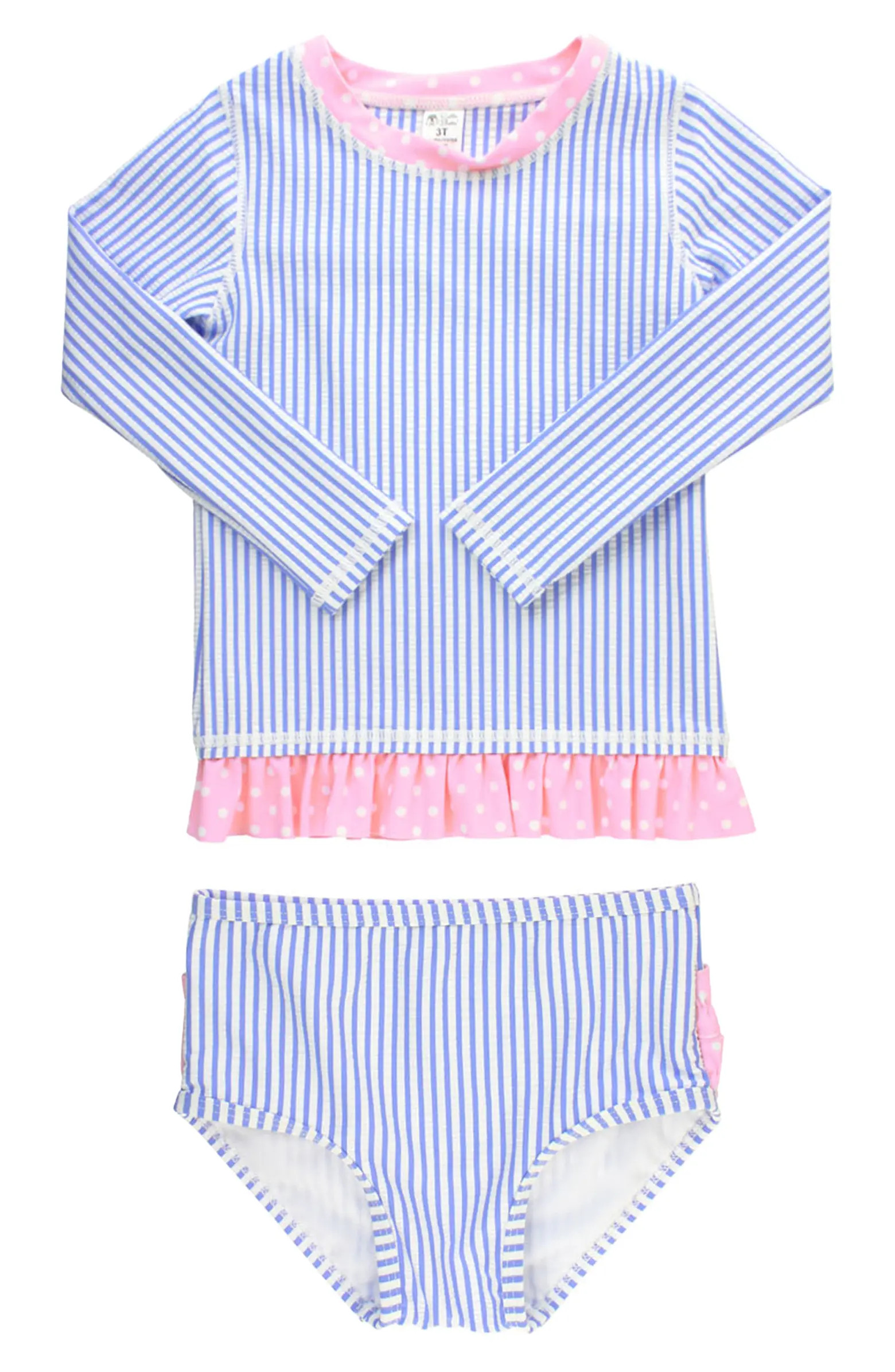 Seersucker Two-Piece Rashguard Swimsuit | Nordstrom