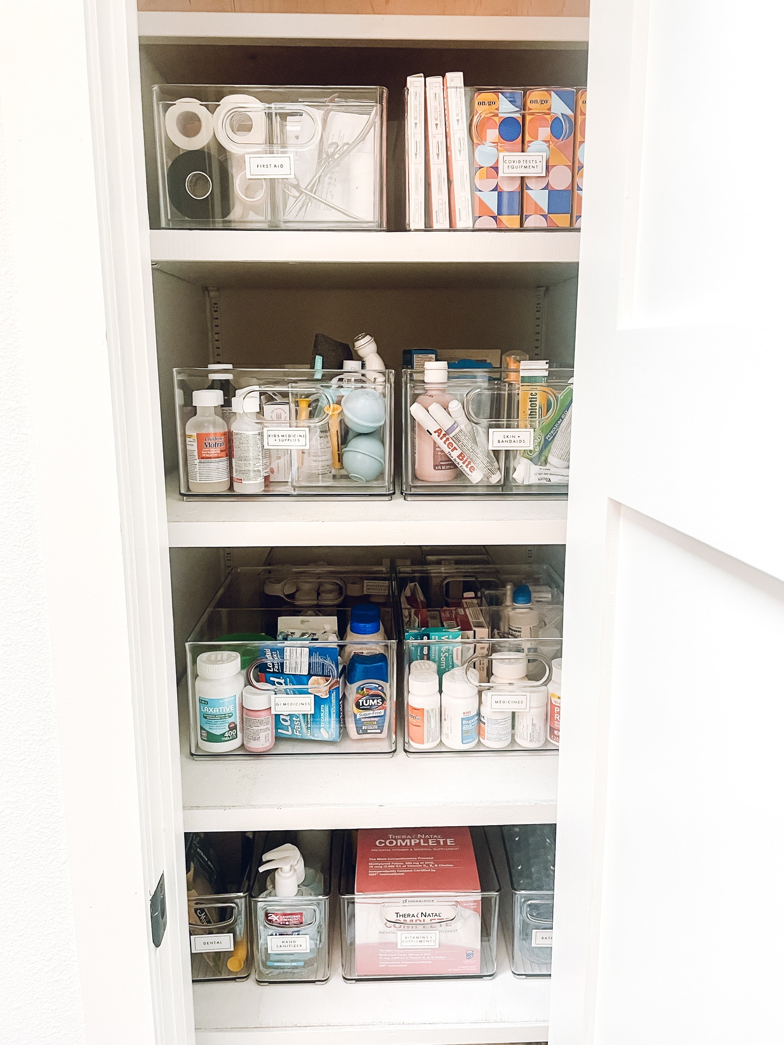 Linen closet organization. Home Edit Divided All-Purpose Bin and Tall Bin Organizer. Amazon Brother P-Touch label maker and Johnson & Johnson first aid kit✨

#LTKfamily #LTKhome #LTKkids