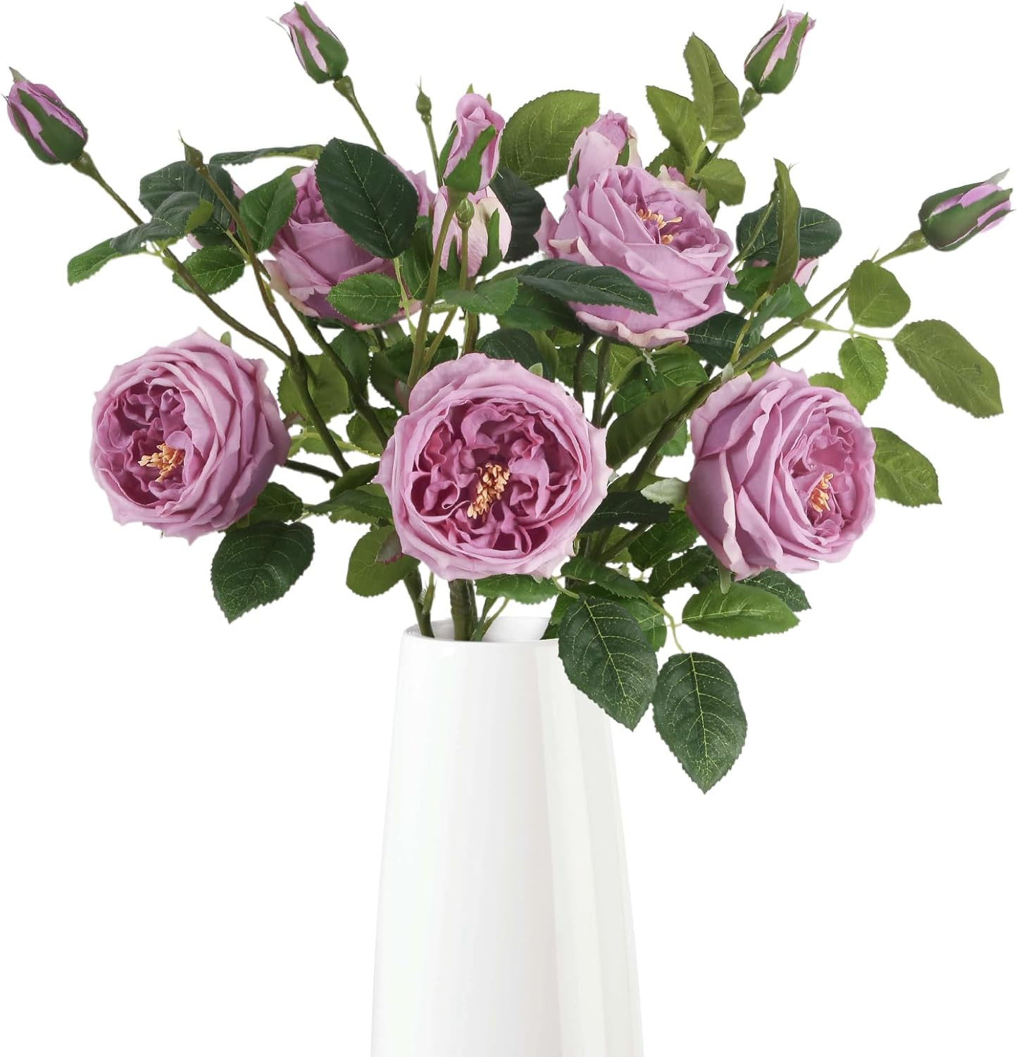 Real Touch Purple Austin Roses Peonies Artificial Flowers 4 Bouquets Latex Fake Peonies with Long... | Amazon (US)