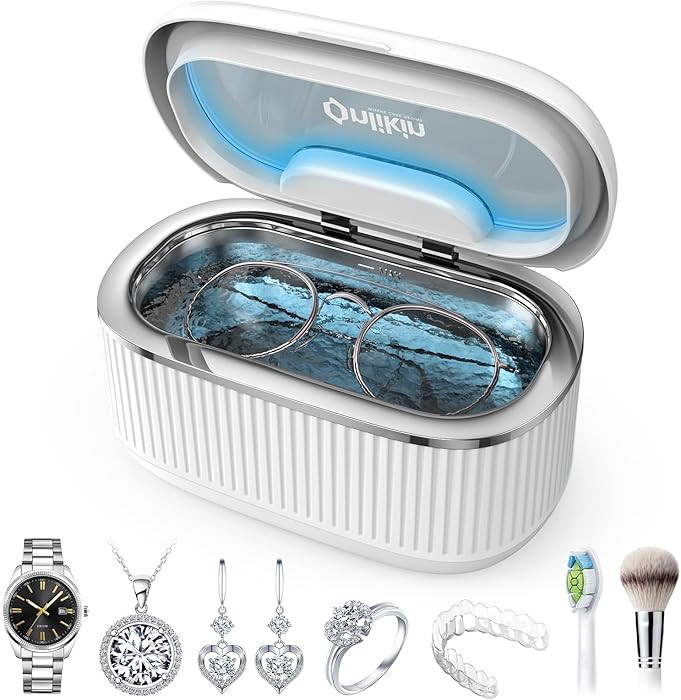 45KHz Ultrasonic Jewelry Cleaner, 5 Timer & 3 Power Modes, 35W Retainer Cleaner for Jewelry, Eyeg... | Amazon (US)