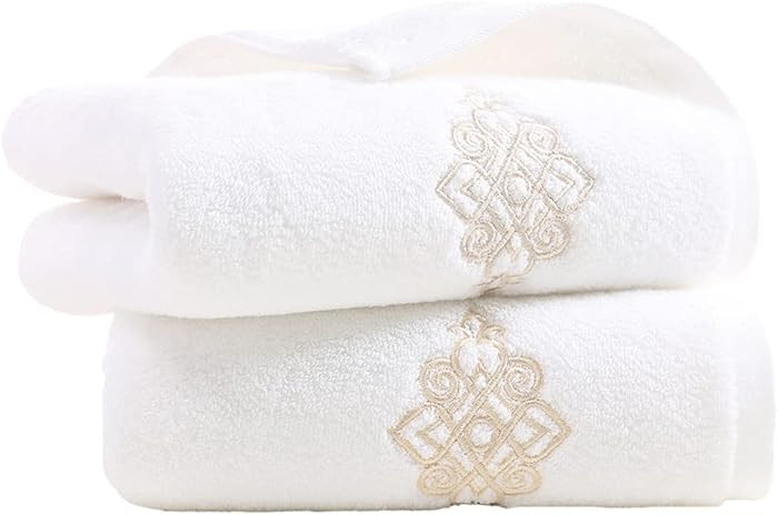 YiLUOMO Super Thick Luxury White Hand Towels Soft 100% Cotton Highly Absorbent Embroidered Decora... | Amazon (US)