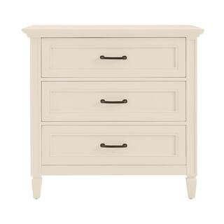 Bonawick Ivory 3-Drawer Nightstand (30 in. H x 32 in. W x 19 in. D) | The Home Depot