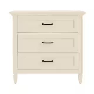 Bonawick Ivory 3-Drawer Nightstand (30 in. H x 32 in. W x 19 in. D) | The Home Depot