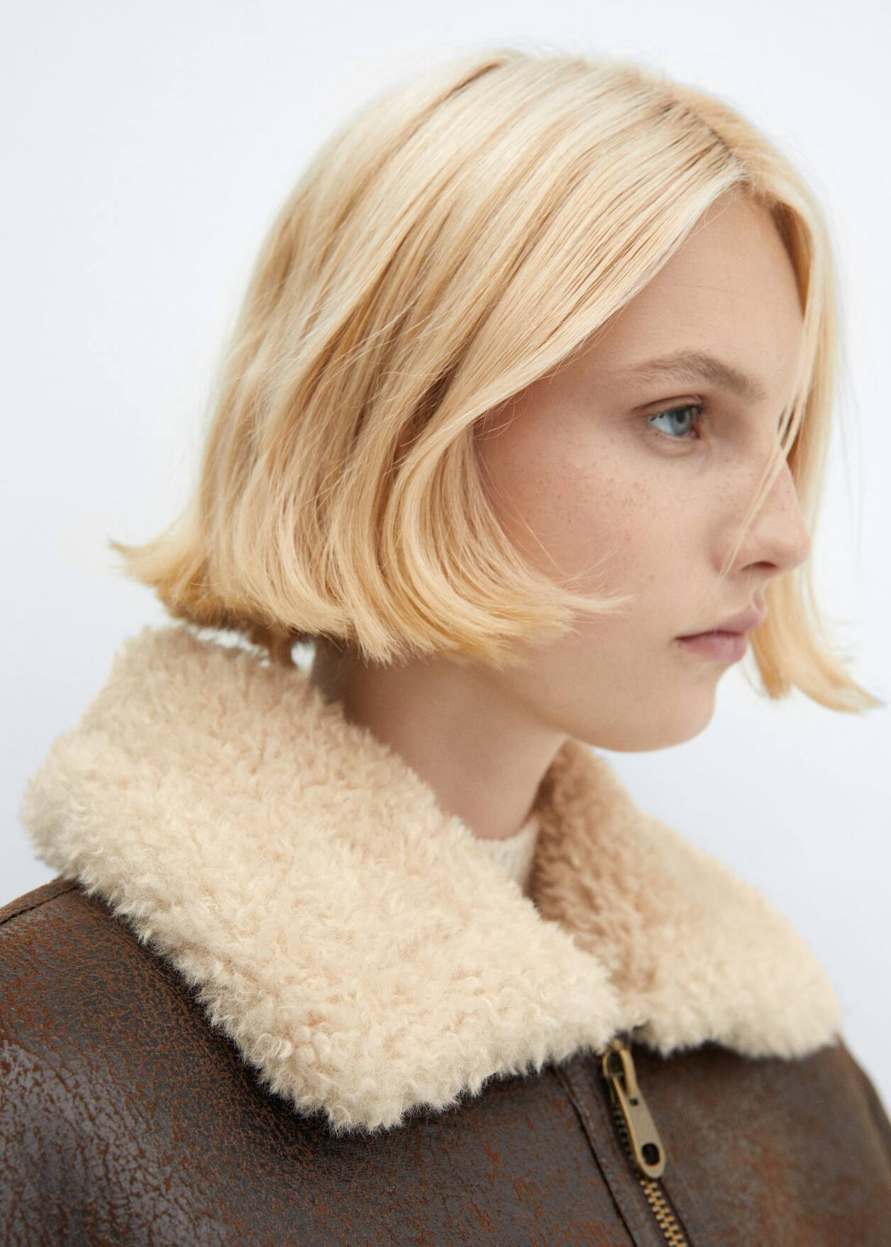 Vintage-effect shearling jacket -  Women | Mango USA | MANGO (US)