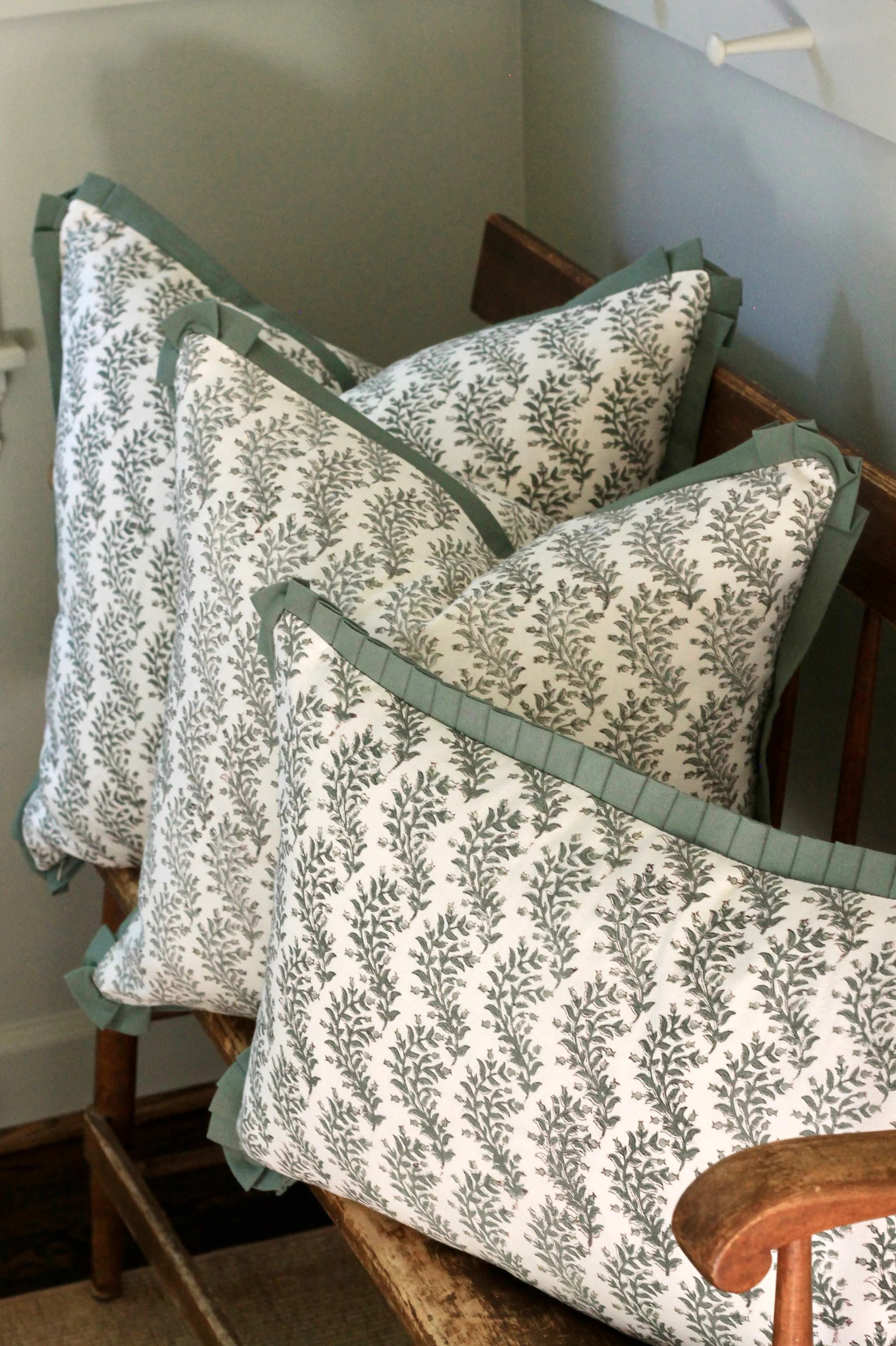 Garland in Sage Pillow Covers with Spruce Flange | 3 sizes | JSH Home Essentials