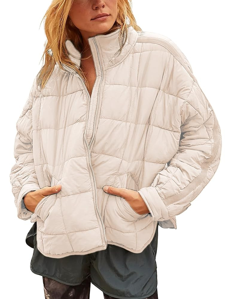 Xiaoxuemeng Womens Quilted Puffer Jacket Zip Up Lightweight Padded Coat Outwear | Amazon (US)