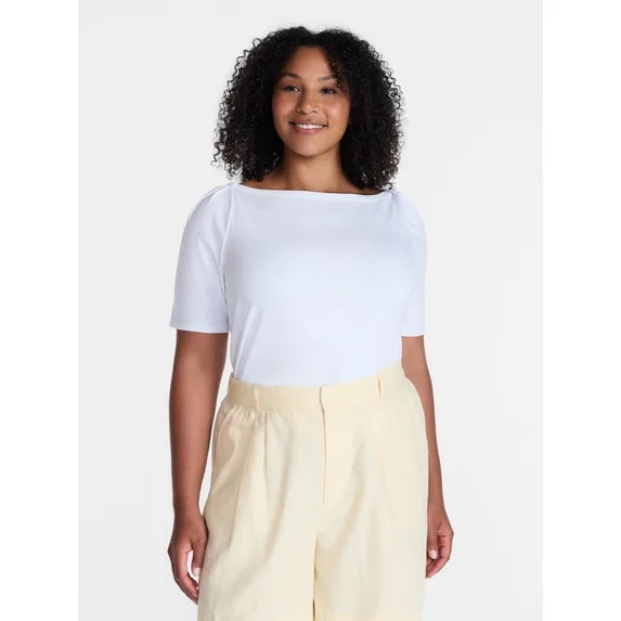 Time and Tru Women's Envelope Tee with Short Sleeves, Sizes XS-XXXL | Walmart (US)