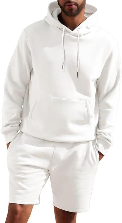 JMIERR Mens 2 Piece Outfits Hoodie Sweatshirt Tracksuit Joggers Shorts Sweatsuit Set with Pockets | Amazon (US)