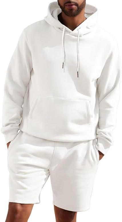 JMIERR Mens 2 Piece Outfits Hoodie Sweatshirt Tracksuit Joggers Shorts Sweatsuit Set with Pockets | Amazon (US)